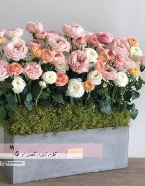 باکس گلدان سیمانی گل رز و آنمون