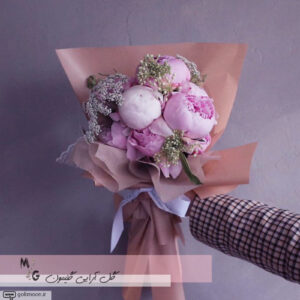 دسته گل کلاسیک پیونی صورتی1