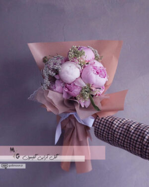 دسته گل کلاسیک پیونی صورتی1