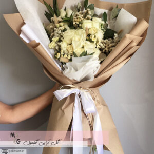 دسته گل هدیه رز سفید1