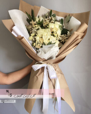 دسته گل هدیه رز سفید1