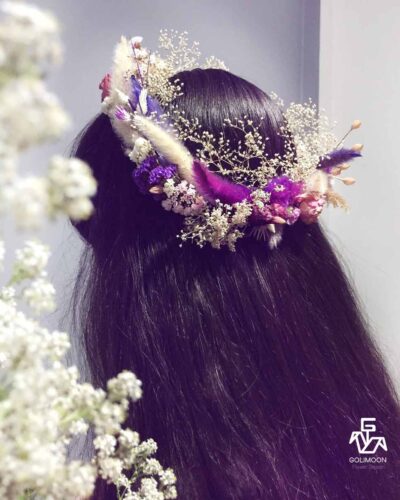 نمای پشت روی موی عروس برای عکاسی فرمالیته