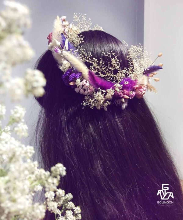 نمای پشت روی موی عروس برای عکاسی فرمالیته